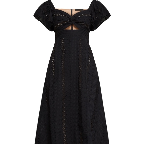 BCBGMaxAzria Eyelet Fit & Flare Black Midi Dress - Picture 3 of 3